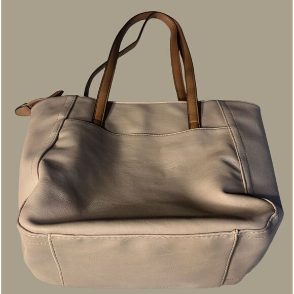 Rosetti Beige Tote With Brown Accents Multiple Compartments & Zipper Closure - Picture 4 of 13